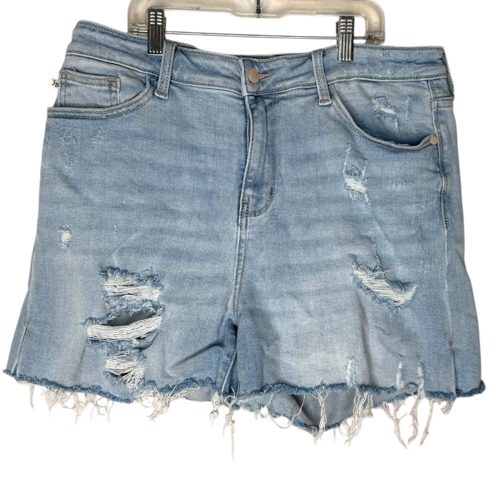 Judy Blue Distressed Light Blue Jean Shorts